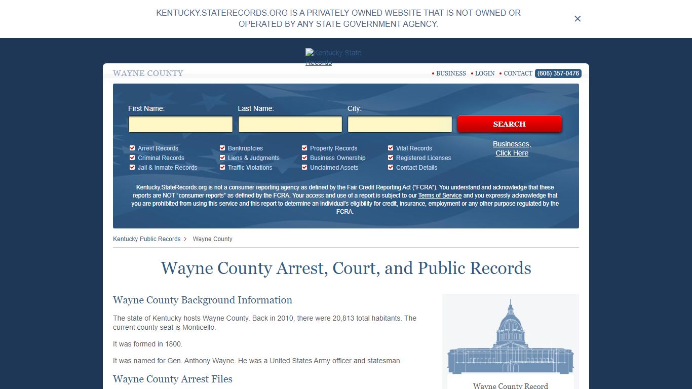 Wayne County Arrest, Court, and Public Records