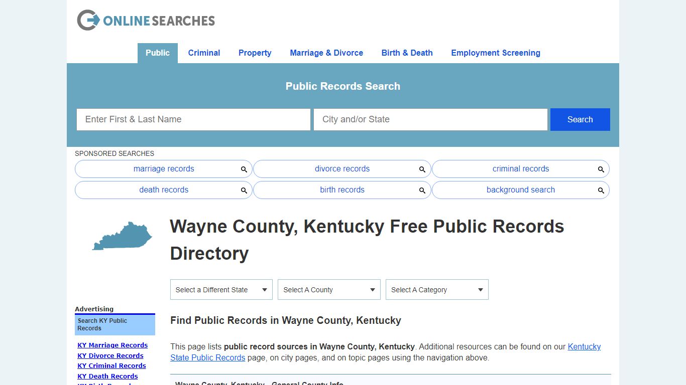 Wayne County, Kentucky Public Records Directory