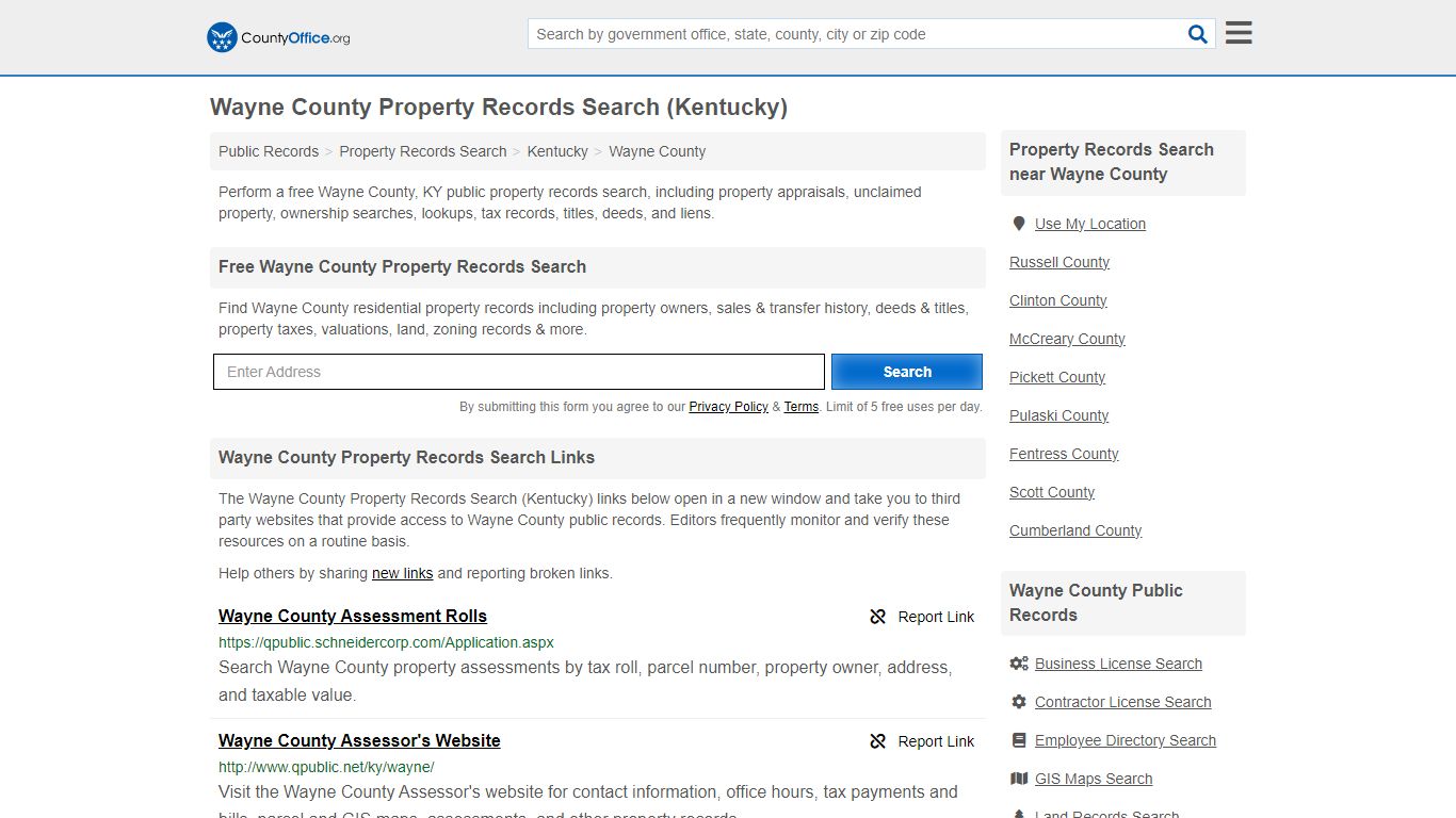 Wayne County Property Records Search (Kentucky) - County Office