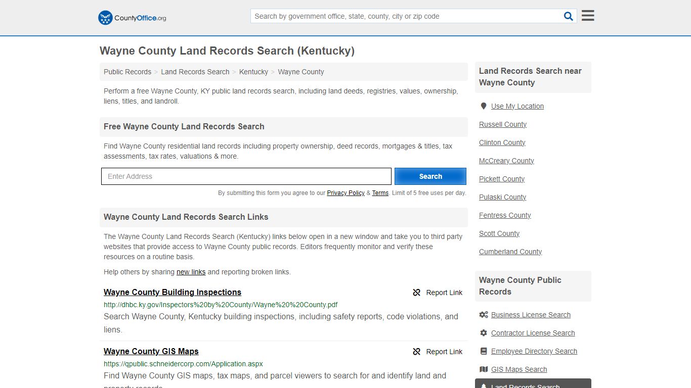 Wayne County Land Records Search (Kentucky) - County Office